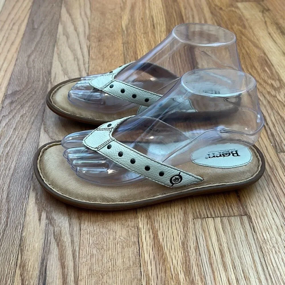 Born Women Cream Ivory Leather Sandal Women’s Size 7